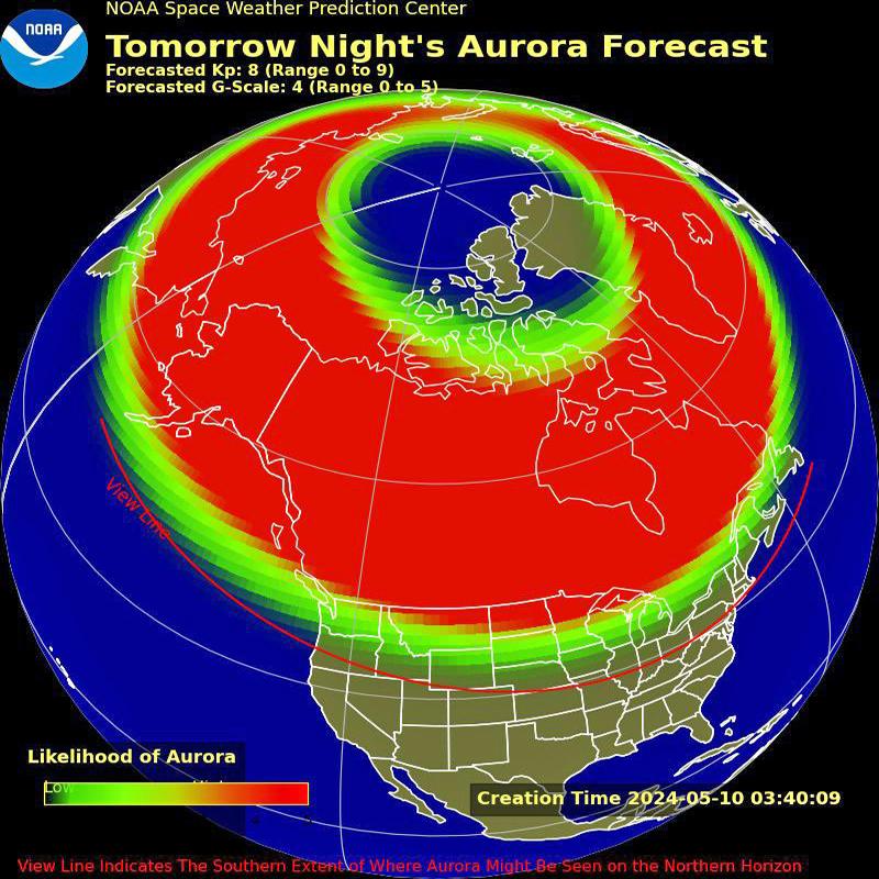 The rare deep aurora could be possible Friday PM through Sunday