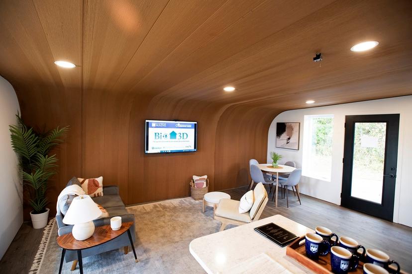 Inside of the University of Maine's first 3D printed home