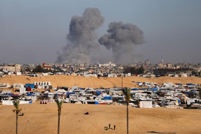 Smoke rises following an Israeli airstrike east of Rafah, Gaza Strip
