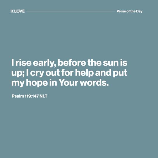I rise early, before the sun is up; I cry out for help and put my hope in Your words.