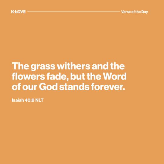 The grass withers and the flowers fade, but the Word of our God stands forever.