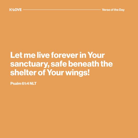 Let me live forever in Your sanctuary, safe beneath the shelter of Your wings!