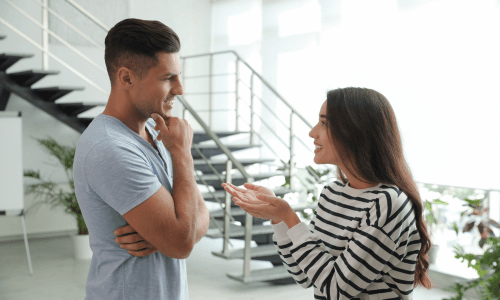 Couple speaking