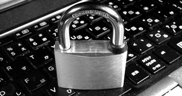 Padlock sitting on keyboard