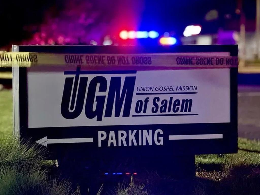 Entrance to the Union Gospel Mission as police investigate