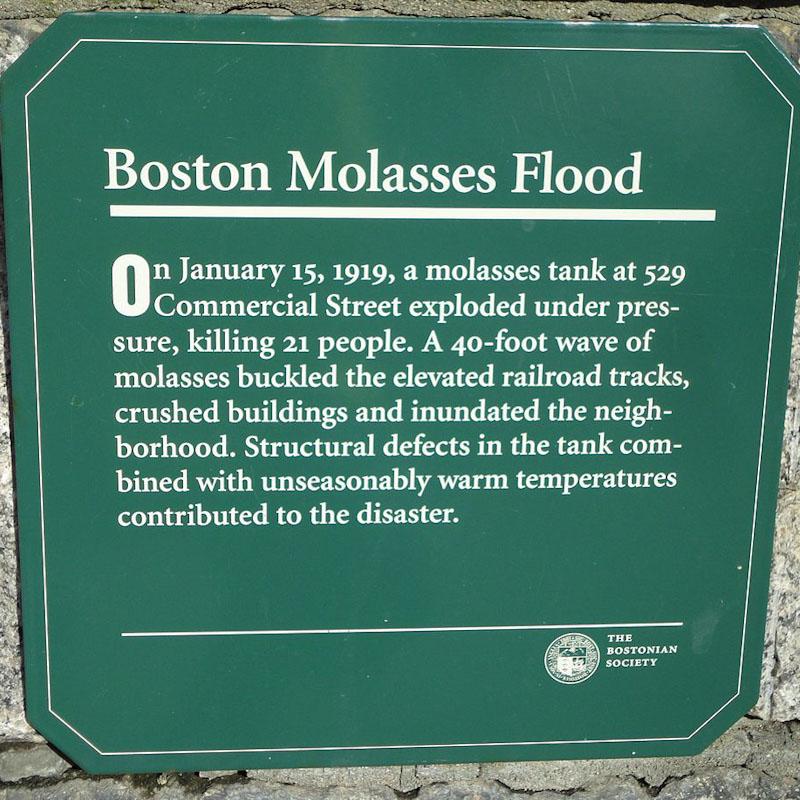 Around lunchtime on Jan. 15, 1919, two million gallons of molasses burst from a giant tank in the north end of Boston.