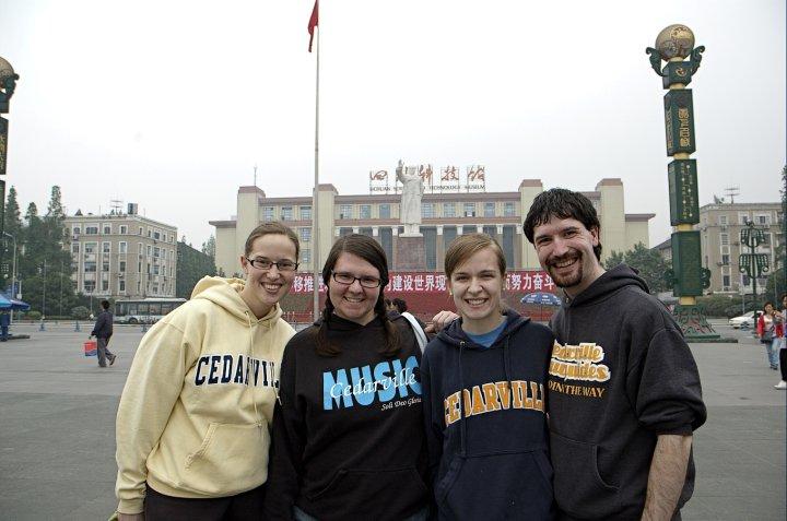 While Holt was in China, she was able to meet up with other Cedarville graduates (left to right: Catie Holt, Bethany Broesder, Sarah and David Erlandson)