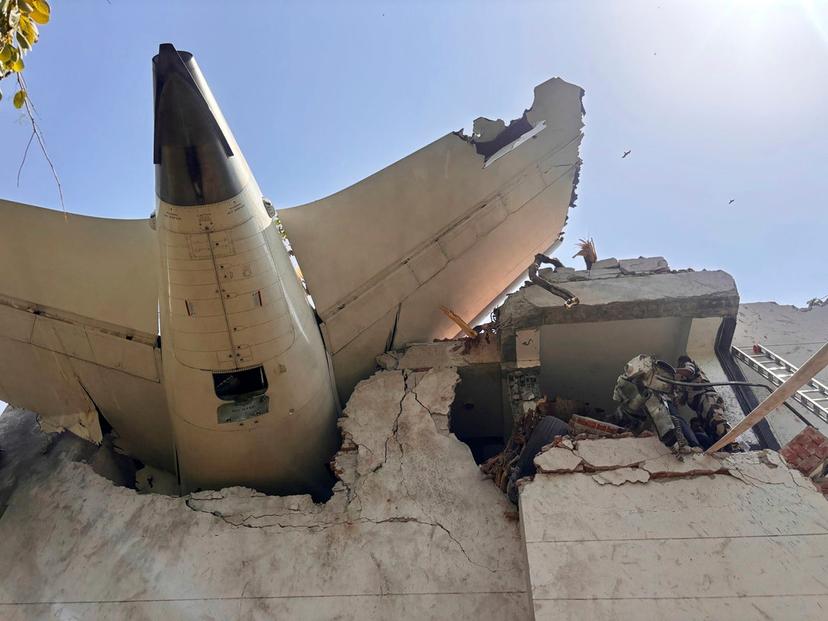 Part of the plane fell on top of the dining area of B.J. Medical College