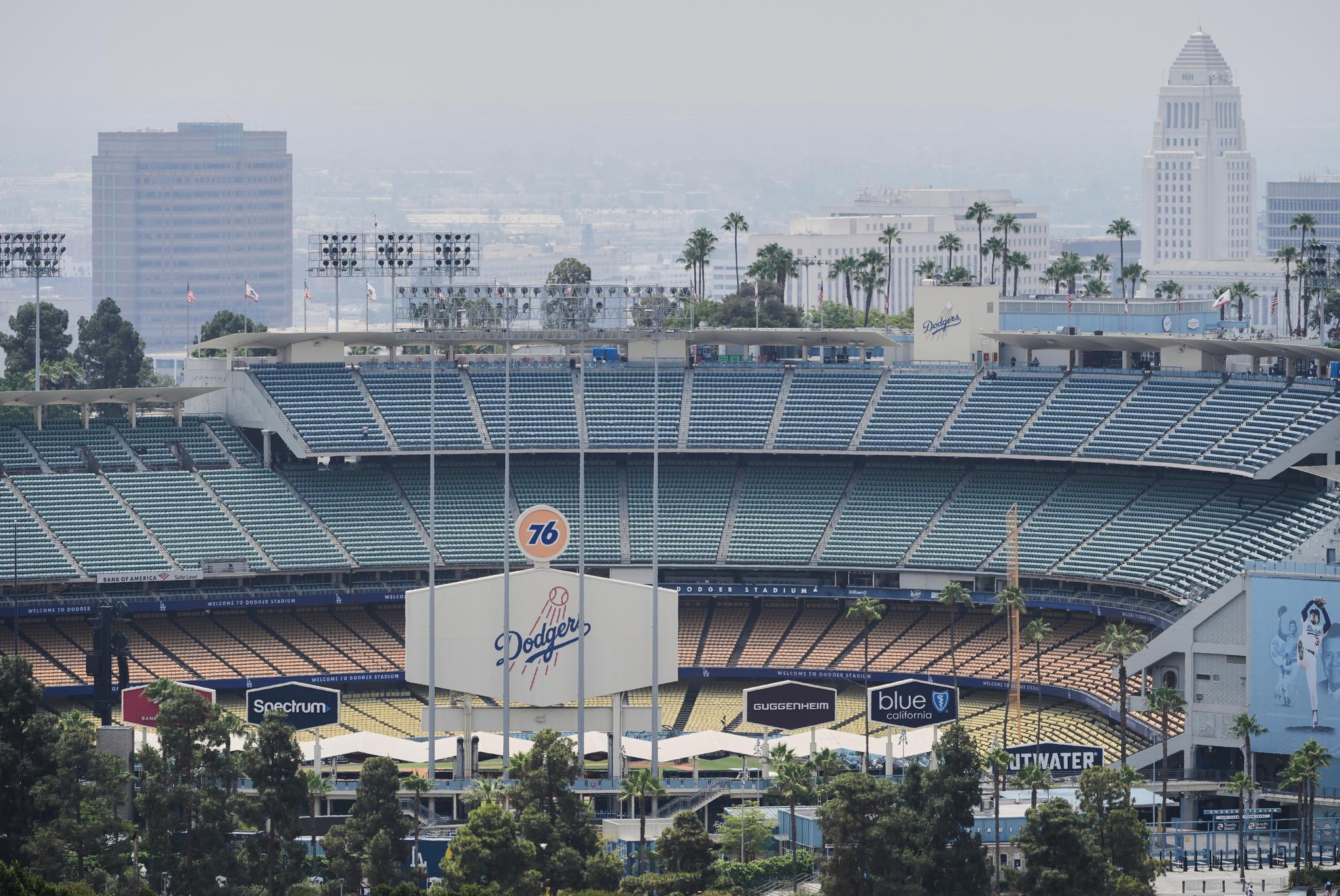 Dodger stadium on a smoggy day