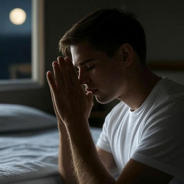 young man prays