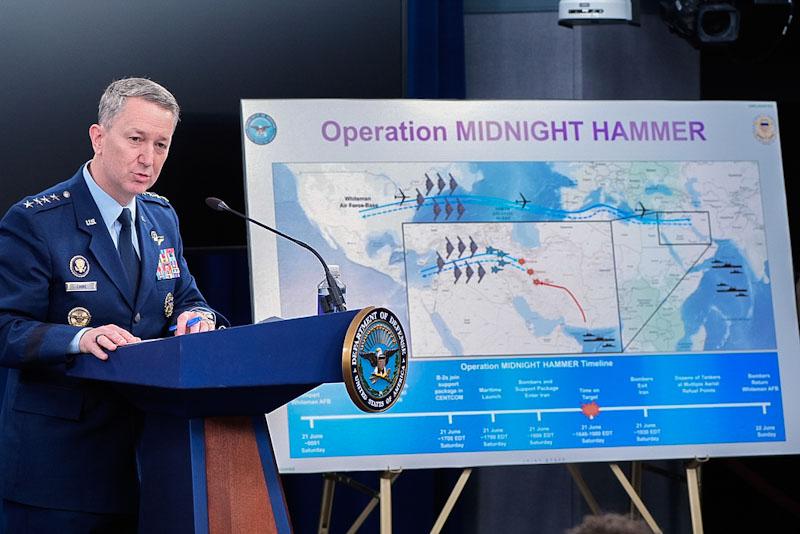 Joint Chiefs Chairman Gen. Dan Caine speaks during a news conference at the Pentagon 
