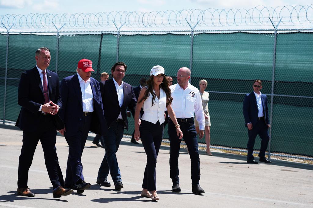 President Donald Trump, Gov. Ron DeSantis, R-Fla., Homeland Security Secretary Kristi Noem and others, tour "Alligator Alcatraz" 