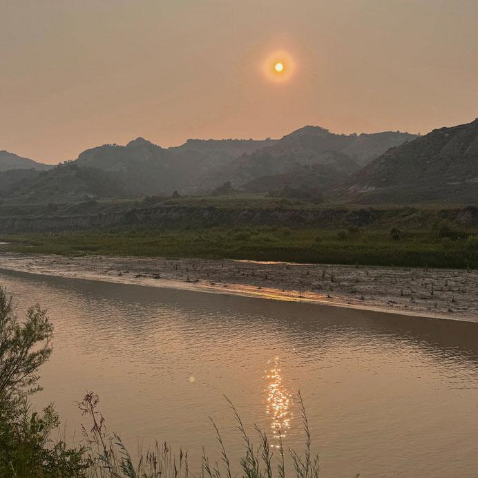 Smoky skies near Medora, N.D.