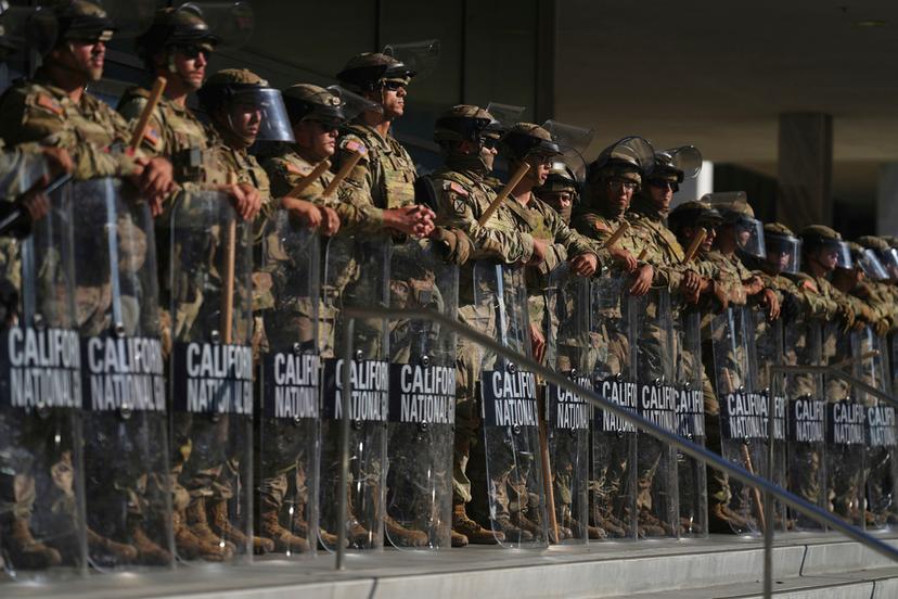 California National Guard are positioned at the Federal Building
