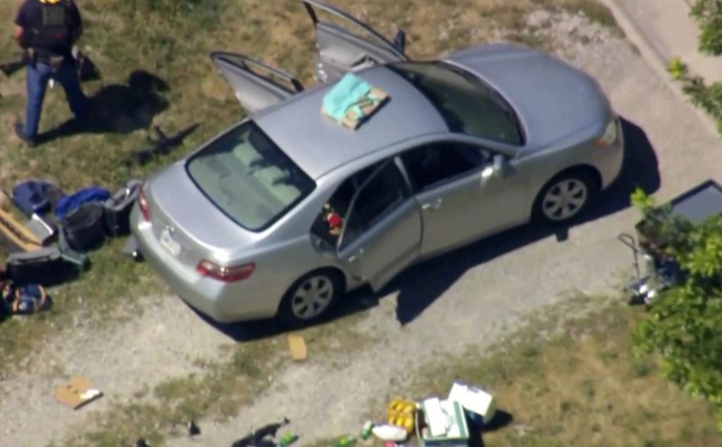 Aerial image taken from video provided by WEWS shows police working at the scene of shooting after officers were attacked