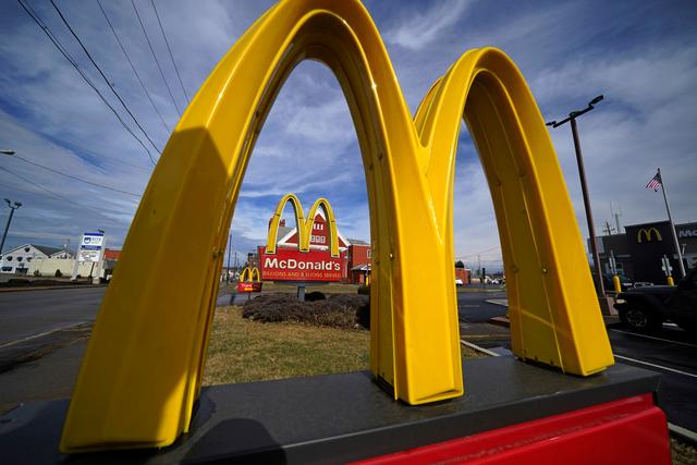 McDonald's restaurant signs are shown in in East Palestine, Ohio