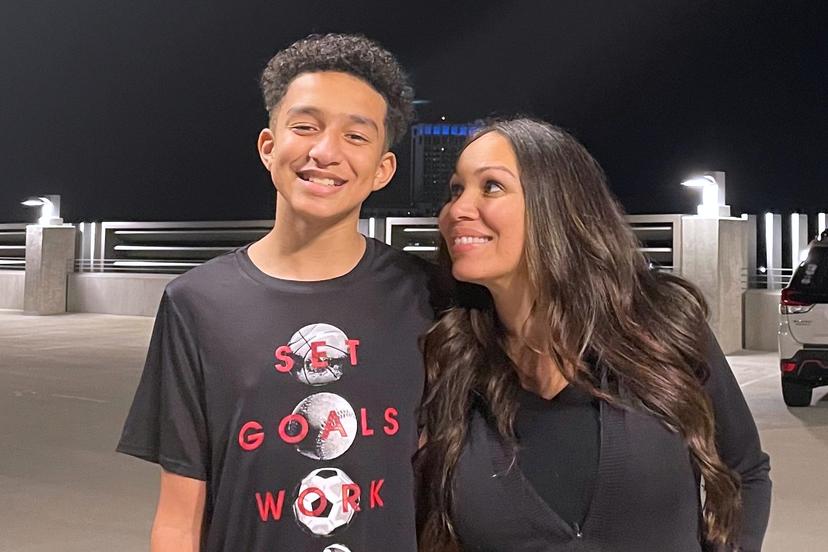 Mom smiling at son