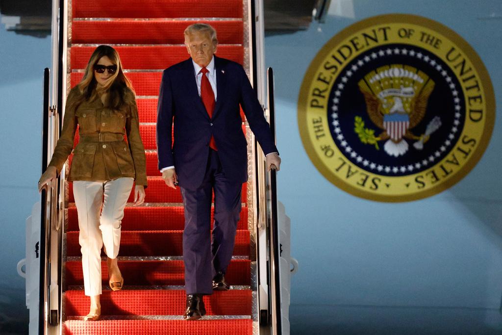 President Donald Trump with first lady Melania Trump 
