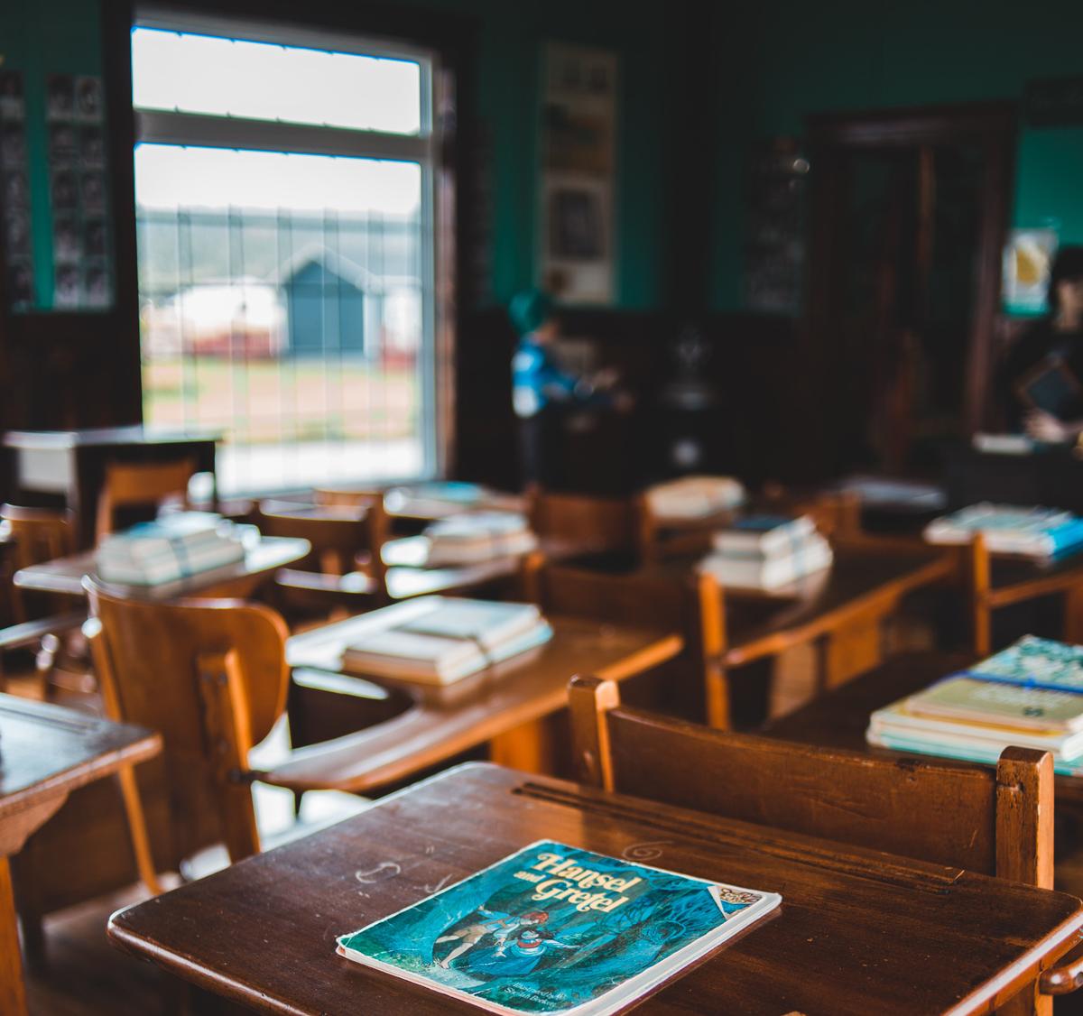 Image of desks in classroom without students