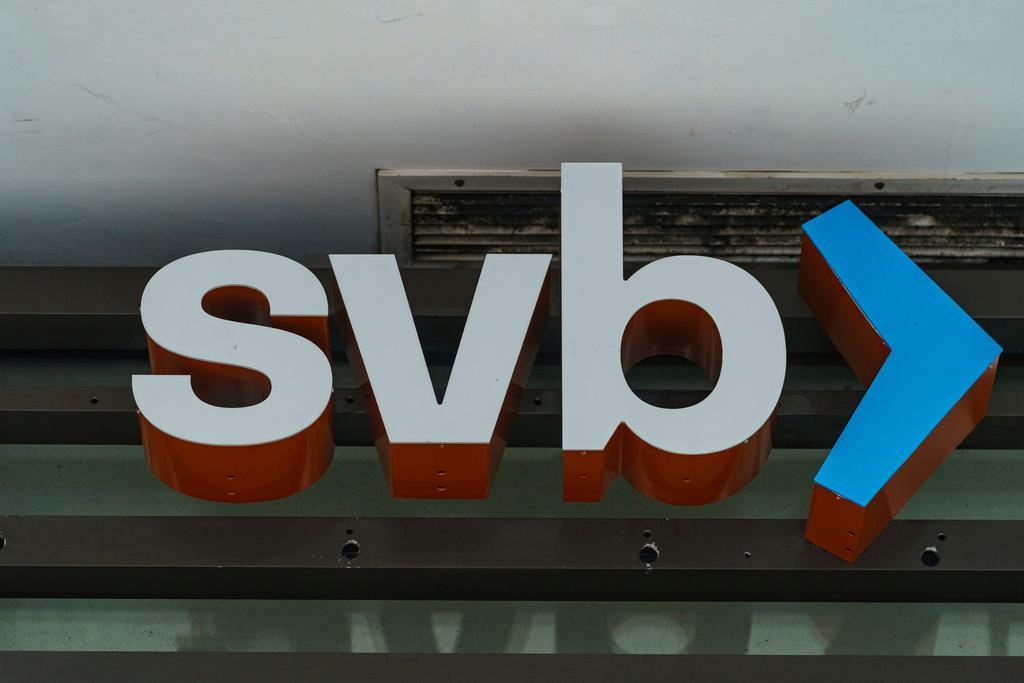 The Silicon Valley Bank logo is seen at an open branch in Pasadena, Calif., on March 13, 2023.