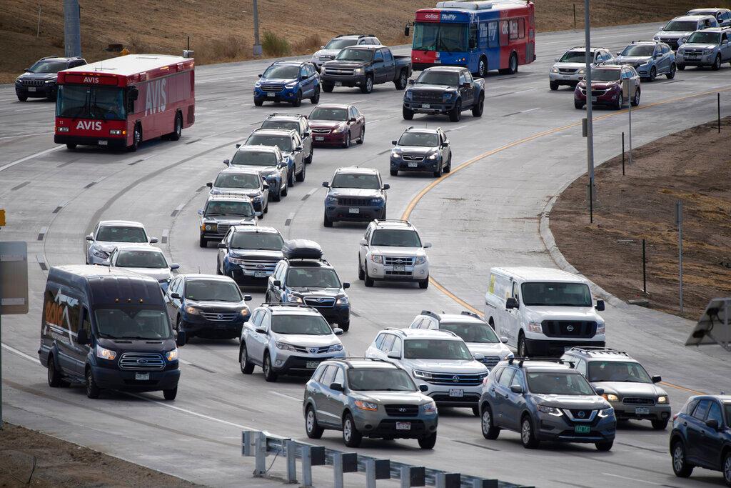 Traffic outside Denver International Airport