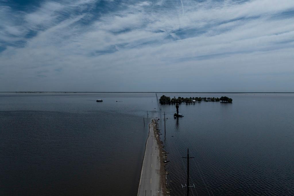 Farmland in the Tulare Lake Basin is submerged in water in Corcoran, Calif.