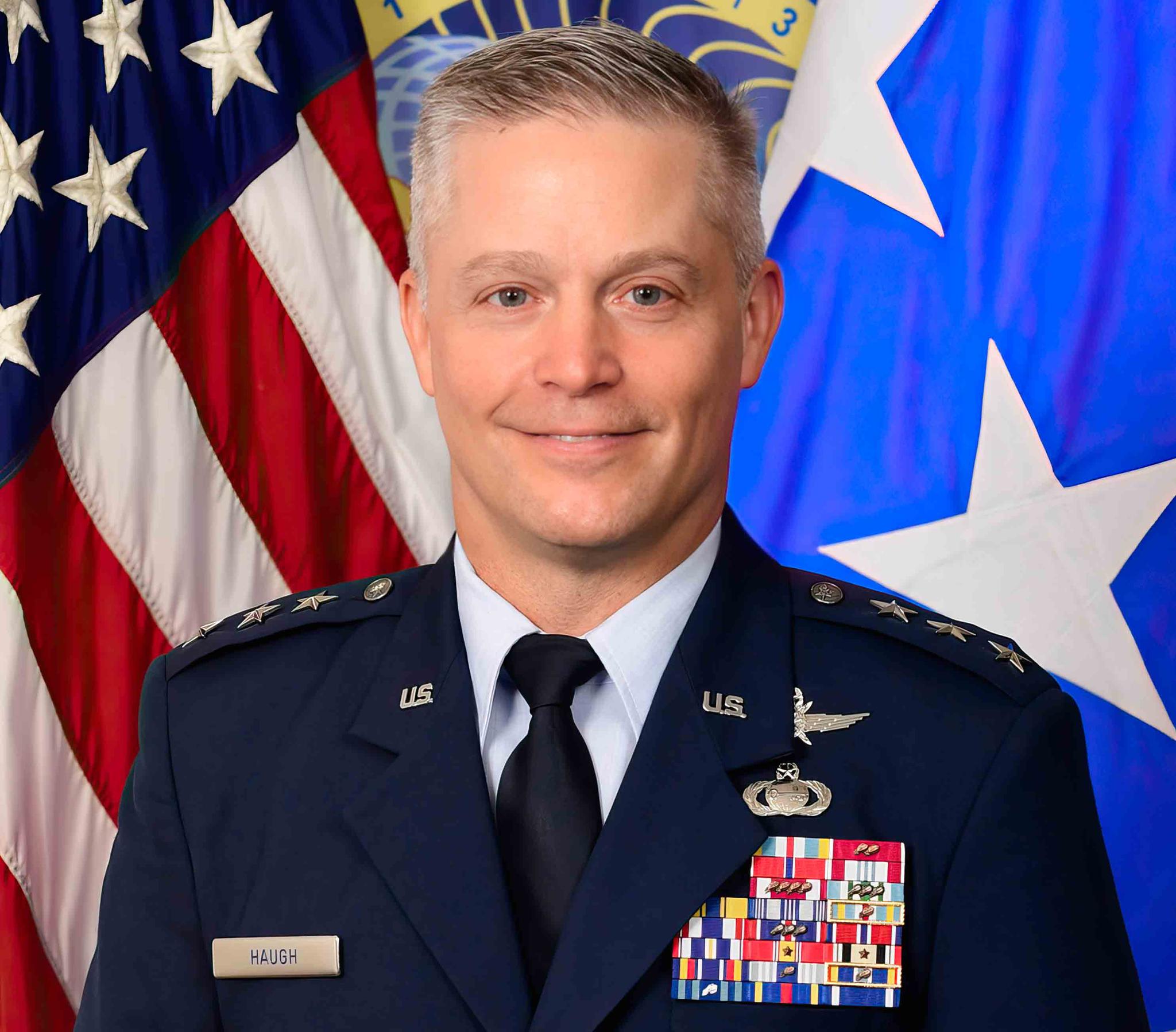 In this image provided by the U.S, Air Force, Lt. Gen. Timothy Haugh poses for a photo on Aug. 12, 2022.
