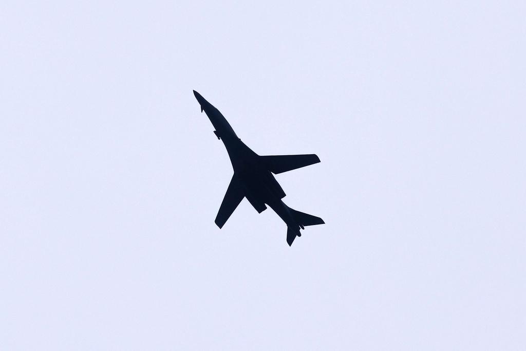US Air Force B-1B Lancer bomber flies over Sarajevo, Bosnia