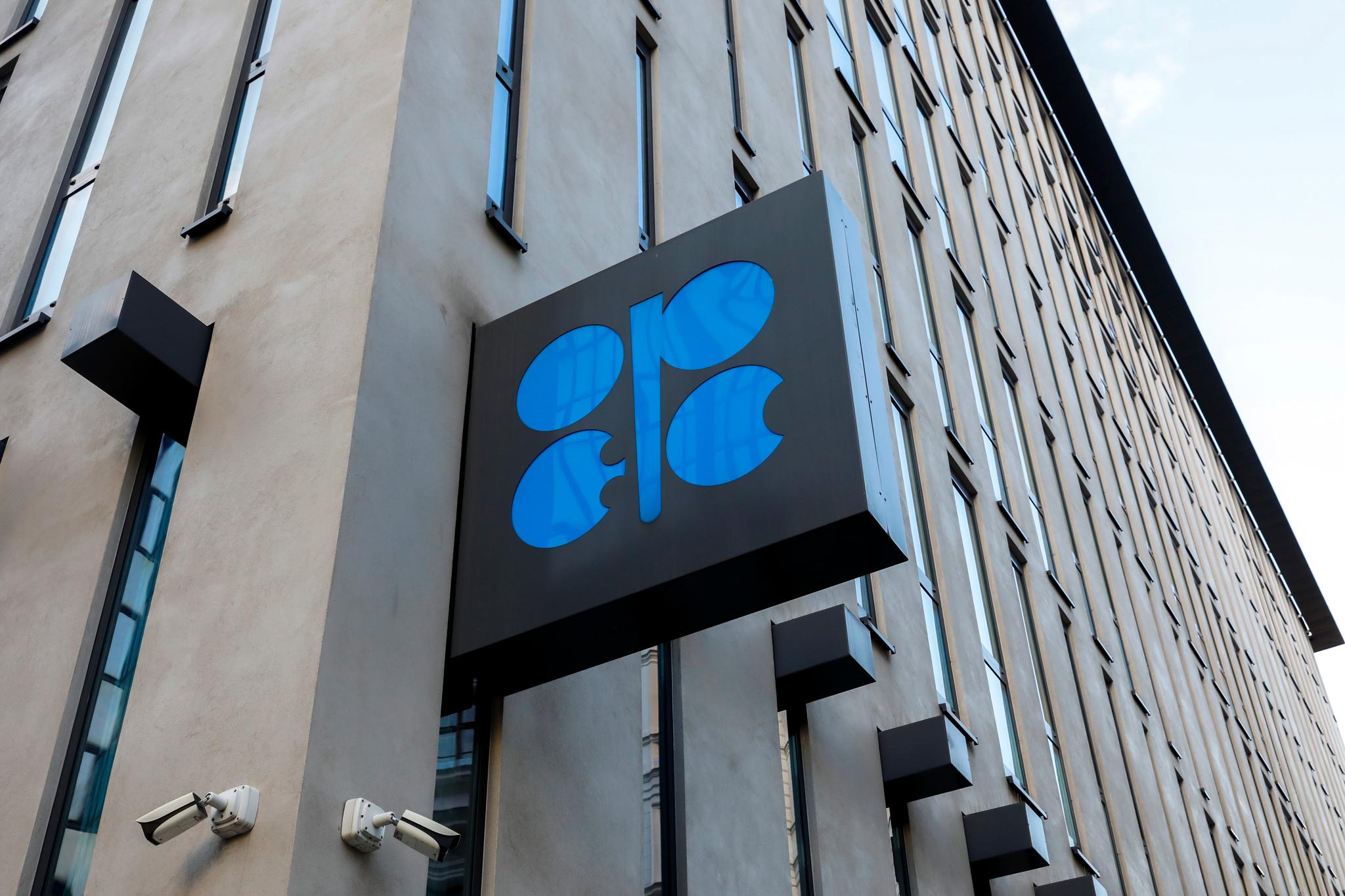 The logo of the Organization of the Petroleoum Exporting Countries (OPEC) is seen outside of OPEC's headquarters in Vienna, Austria, on March 3, 2022.
