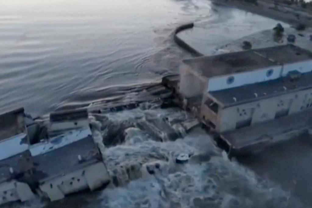 The damaged Kakhovka dam near Kherson, Ukraine