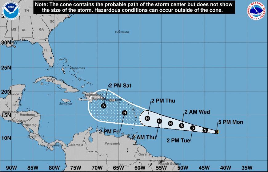 Tropical Storm Bret Cone Static Image