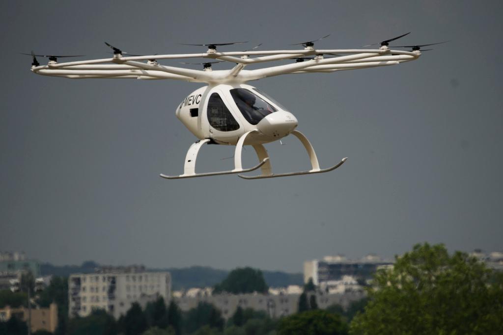 The Volocopter 2X, an electric vertical takeoff and landing multicopter