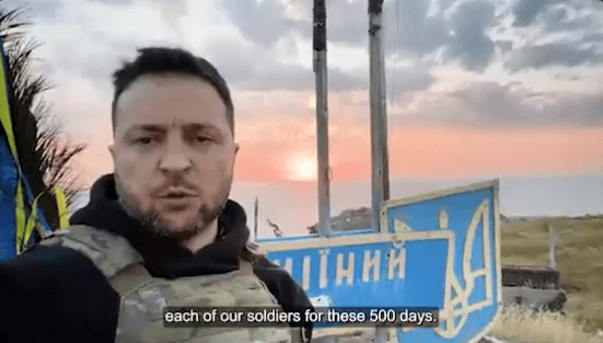 Speaking from Snake Island, Zelenskyy honored the Ukrainian soldiers who fought for the island and all other defenders of the country