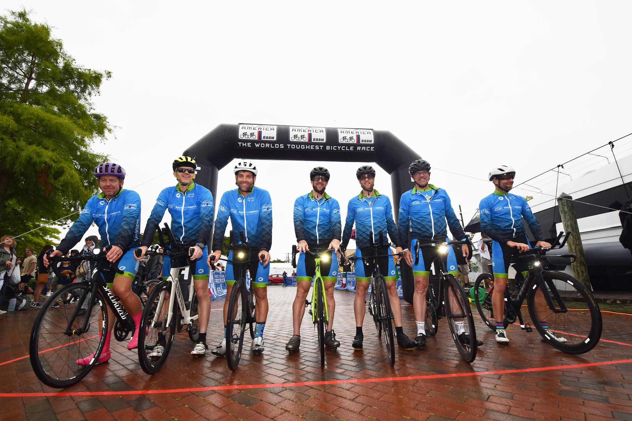 Team ZOE - Finish Line: L-R Kevin Quinter, Craig Whiteford, Norm Glick, Matt Lapp, Nate Eakin, Tom Jordan, Merv Beiler (Jeff Conaway not in pic)