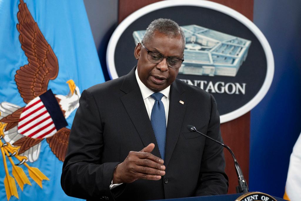 Secretary of Defense Lloyd Austin speaks during a news conference at the Pentagon in Washington