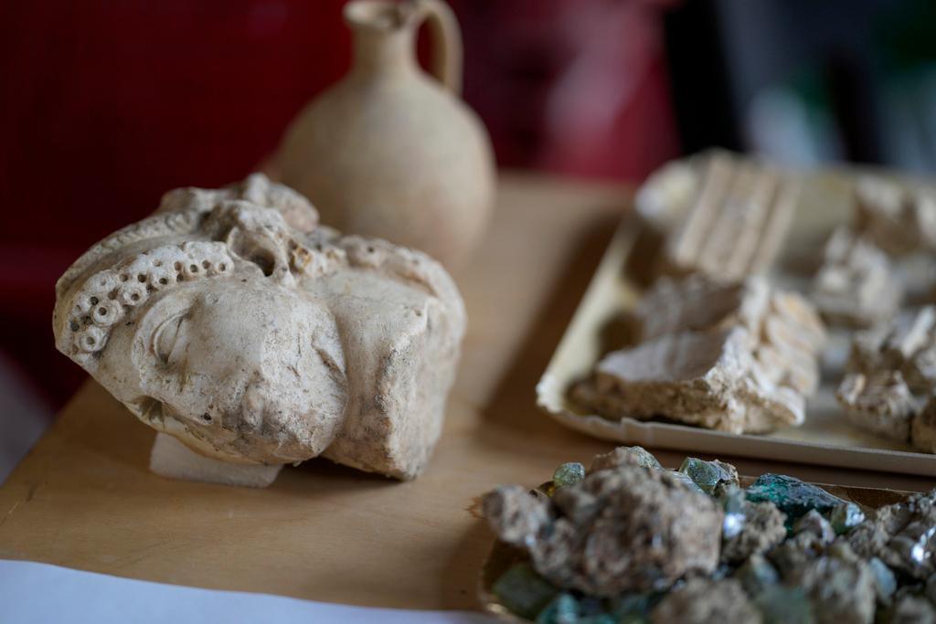 A double-faced Junus head, approximately dated to the1st century A.D., is seen among other findings coming from the excavation of ancient Roman emperor Nero's theater
