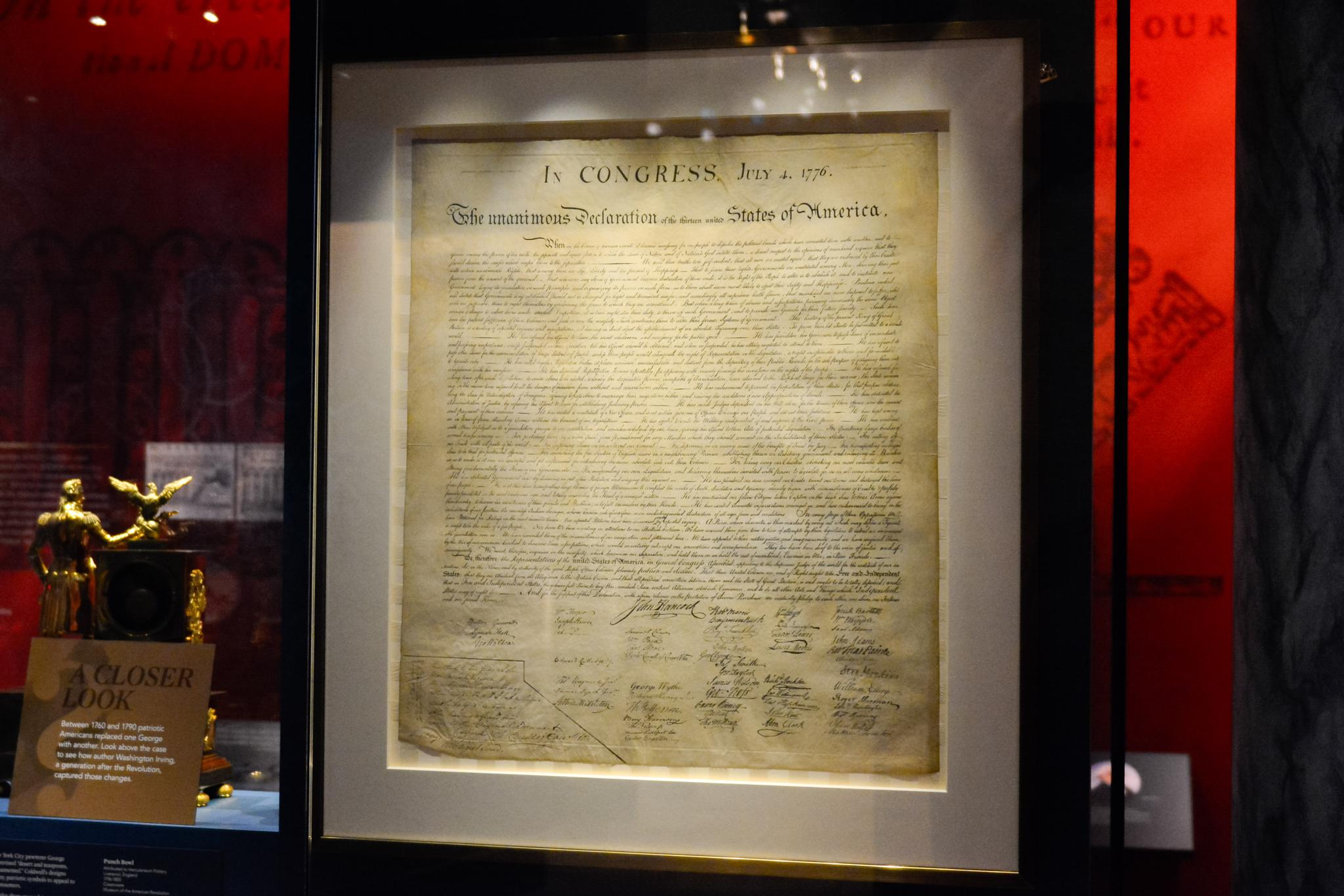 Stone printing of the Declaration of Independence