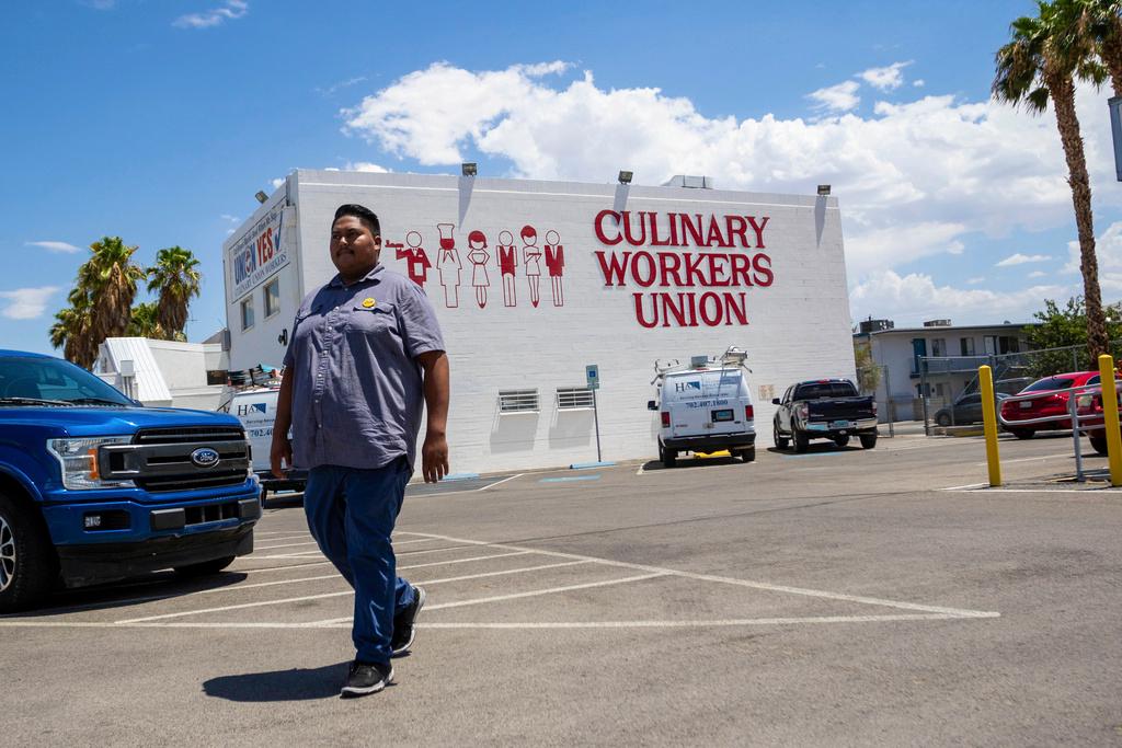 Alberto Rodriguez, 24, walks to his car outside the Culinary Union on July 26, 2023, in Las Vegas.