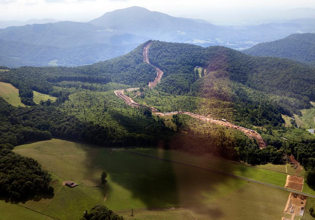  Cahas Mountain looms over the path of the Mountian Valley Pipeline as it crosses the Blue Ridge Parkway at Adney Gap on July 18, 2018. 