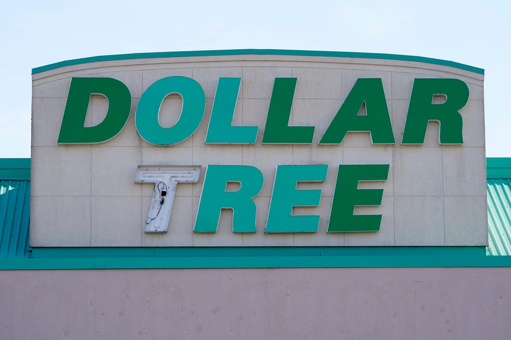 A sign hangs above a Dollar Tree store in Des Moines, Iowa. 