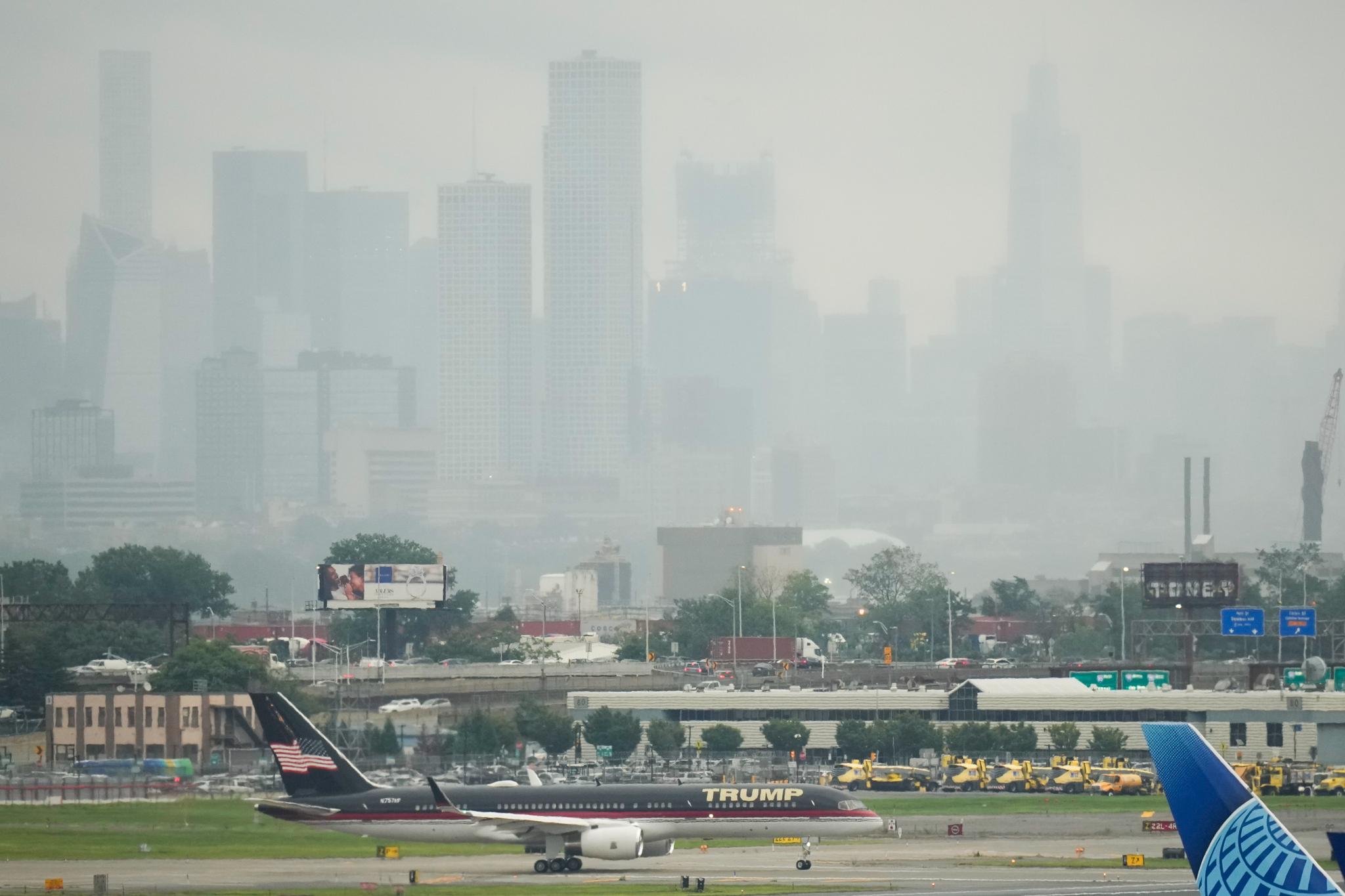 President Trump's jet on the tarmac in New Jersey, headed for GA