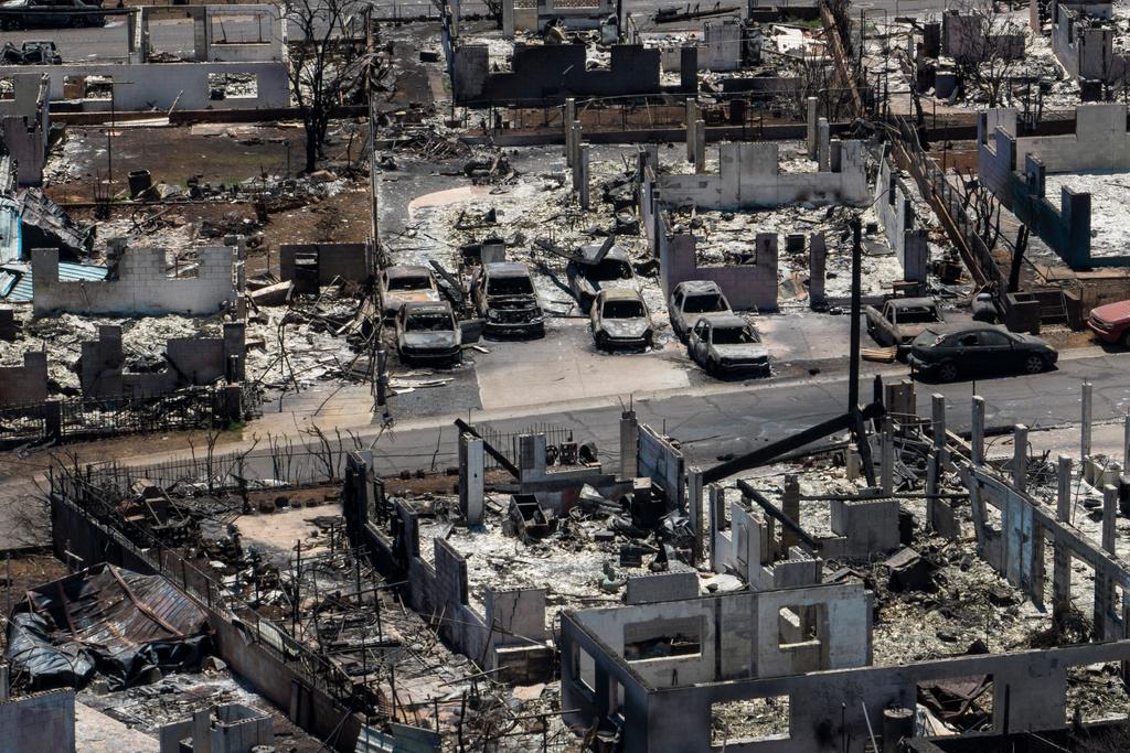 View shows aftermath of devastating wildfire in Lahaina, Hawaii