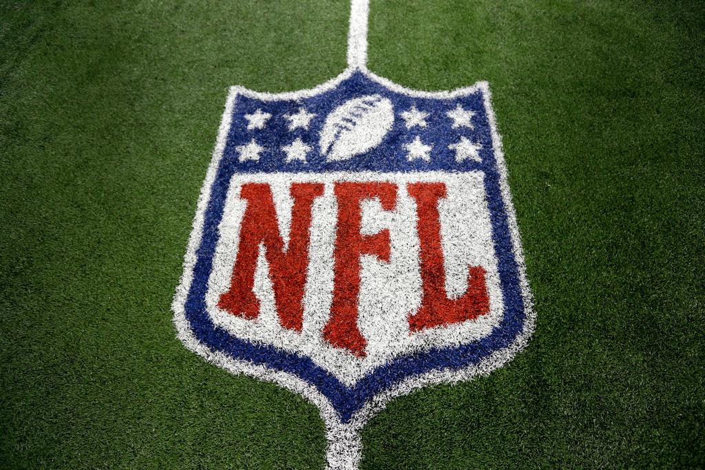 NFL logo on the field after a football game between the Washington Redskins and Dallas Cowboys