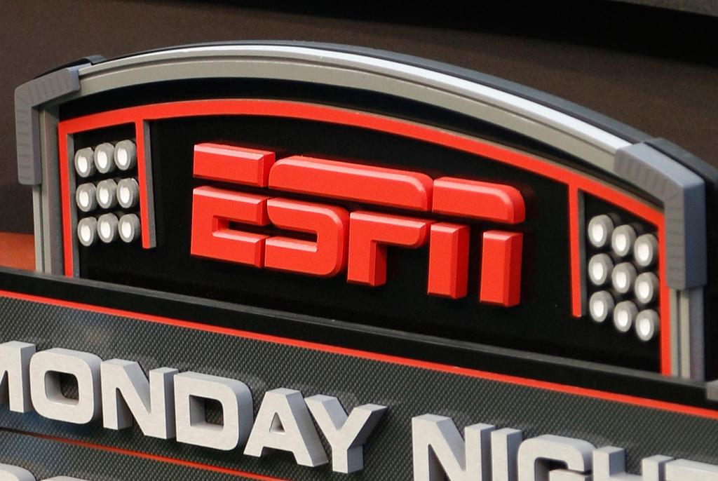  ESPN logo is seen prior to an NFL football game