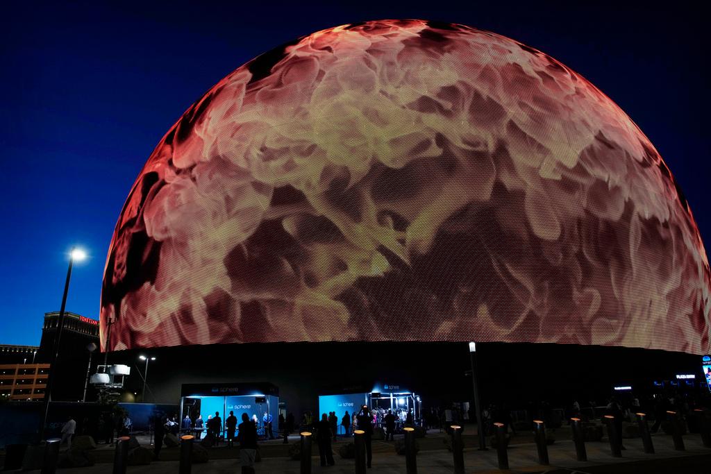 Members of the media wait for celebrities to arrive during the opening night of the Sphere in Las Vegas