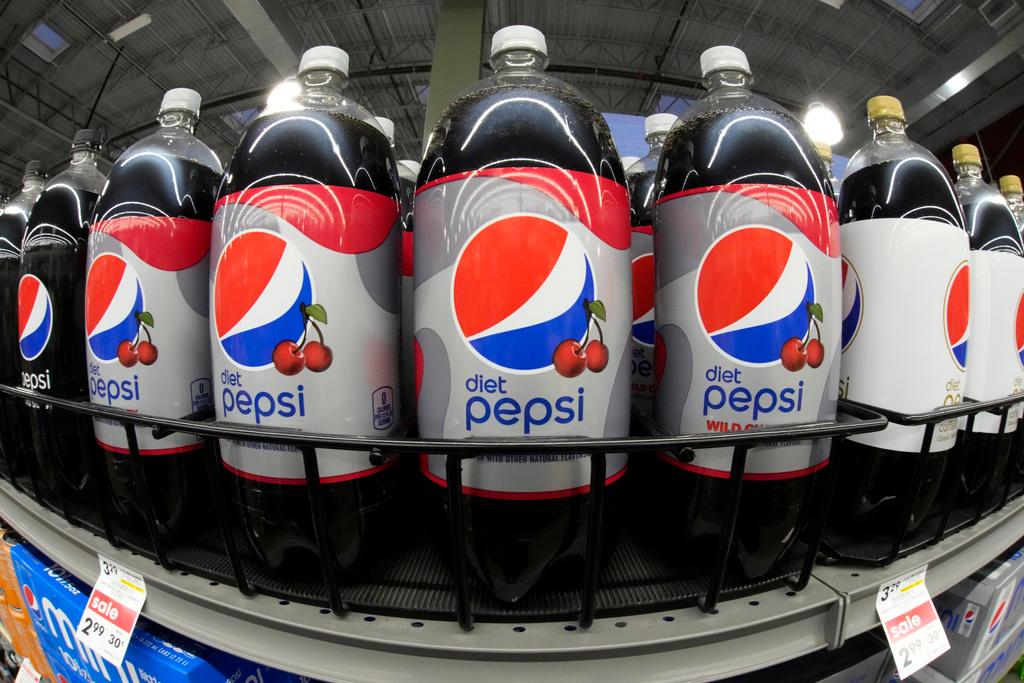 Bottles of Diet Pepsi Wild Cherry are displayed at a market in Pittsburgh on Jan. 26, 2023.