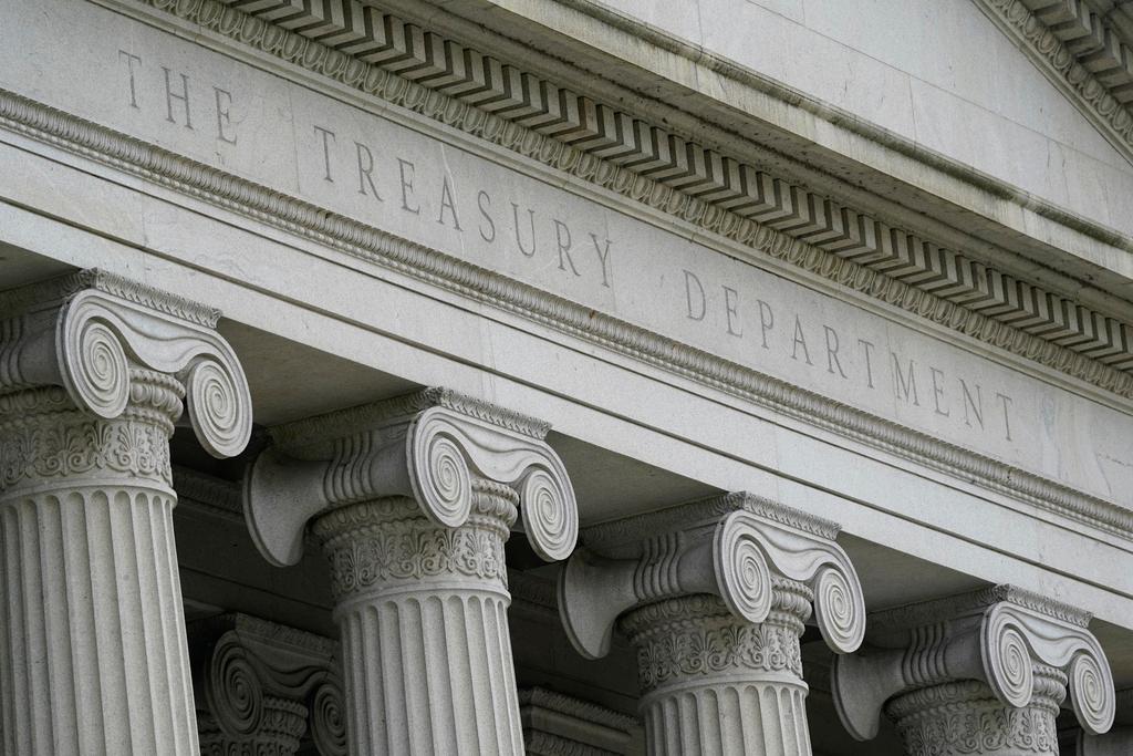 The Treasury Building is viewed in Washington, May 4, 2021. 