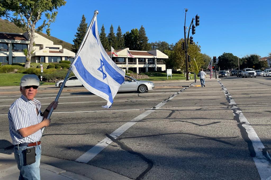 Paul Kessler attends a demonstration in Thousand Oaks, Calif. not long before he lost his life