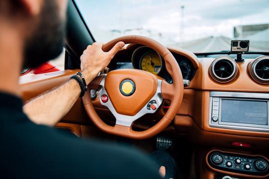 Man driving car