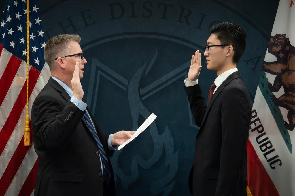 Peter Park sworn in by District Attorney Tim Ward in Visalia, California